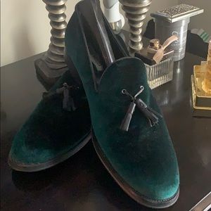 Green Tassled Velour Shoes
